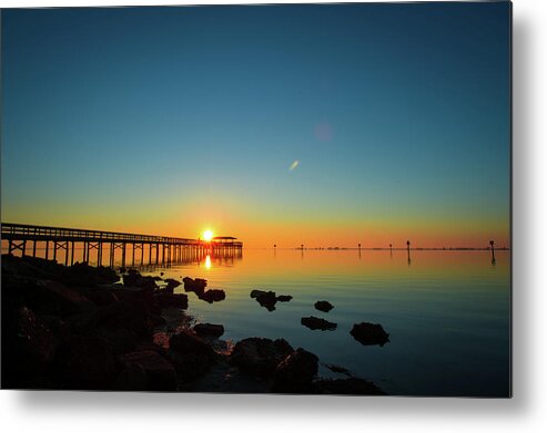Safety Harbor Metal Print featuring the photograph Safety Harbor Pier Sunrise by Joe Leone