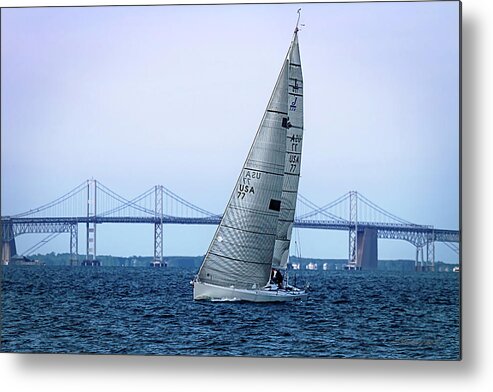 Color Metal Print featuring the photograph Sailing at Dusk -2 #1 by Alan Hausenflock