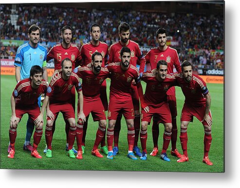 In A Row Metal Print featuring the photograph Spain v Ukraine - EURO 2016 Qualifier #1 by Denis Doyle