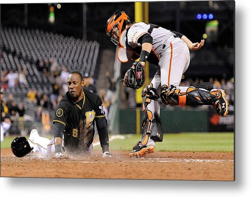 Ninth Inning Metal Print featuring the photograph Starling Marte and Buster Posey #1 by Joe Sargent
