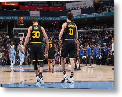 Stephen Curry Metal Print featuring the photograph Stephen Curry and Klay Thompson #1 by Joe Murphy