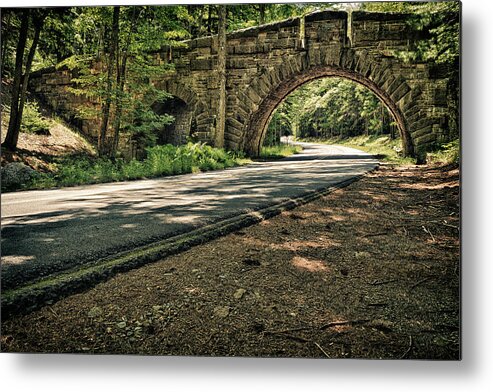 Acadia Metal Print featuring the photograph Stone Arch Bridge, Stanley Brook Drive, Acadia National Park #1 by Jeff Sinon