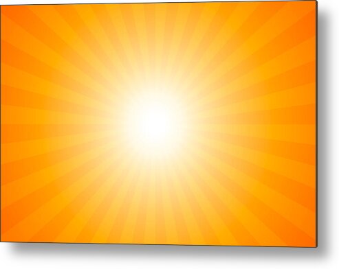 Orange Color Metal Print featuring the drawing Sunbeams: Bright rays background #1 by Dimitris66
