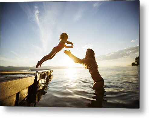 4-5 Years Metal Print featuring the photograph Swimming in a lake. #1 by Jordan Siemens