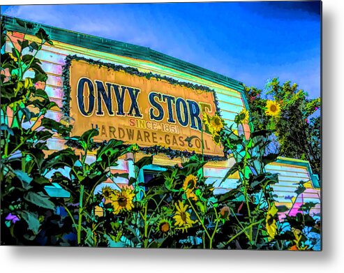 Barbara Snyder Metal Print featuring the photograph The Onyx Store Sunflowers #1 by Barbara Snyder