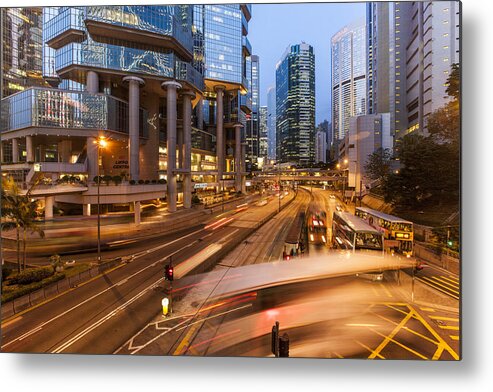 Blurred Motion Metal Print featuring the photograph Traffic below Lippo Center #1 by Merten Snijders