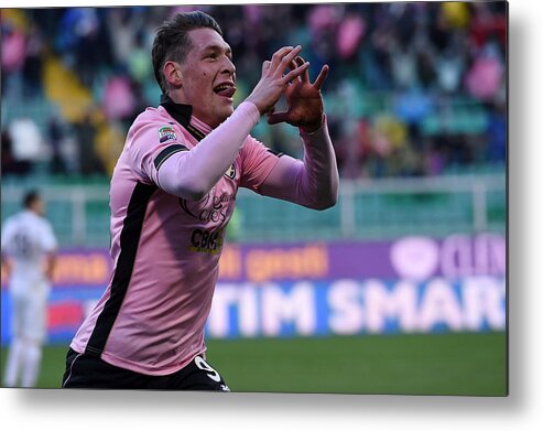 Scoring Metal Print featuring the photograph US Citta di Palermo v Hellas Verona FC - Serie A #1 by Tullio M. Puglia