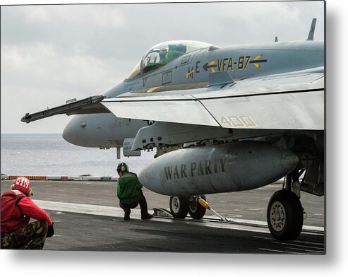 Airplane Metal Print featuring the photograph War Party on Deck #1 by Liza Eckardt