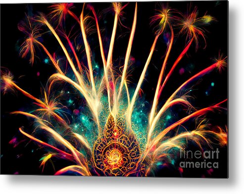 Series Metal Print featuring the digital art Fireworks magic #11 by Sabantha