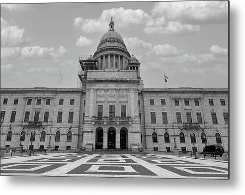 Democrats Metal Print featuring the photograph Rhode Island state capitol building in black and white by Eldon McGraw
