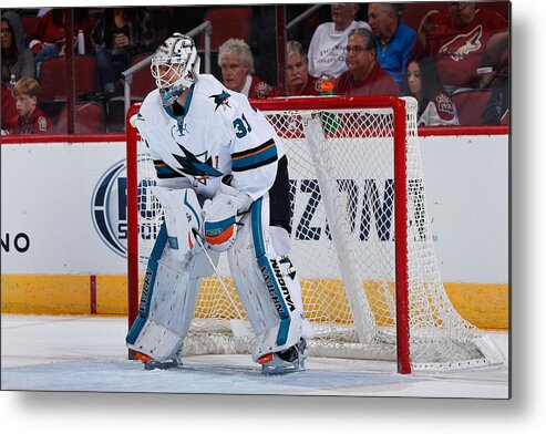 People Metal Print featuring the photograph San Jose Sharks v Arizona Coyotes #12 by Christian Petersen