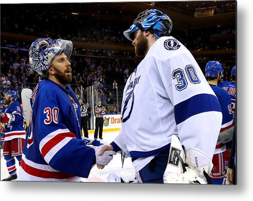 Playoffs Metal Print featuring the photograph Tampa Bay Lightning v New York Rangers - Game Seven #13 by Bruce Bennett