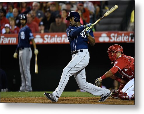 Los Angeles Angels Of Anaheim Metal Print featuring the photograph Justin Upton #15 by Lisa Blumenfeld