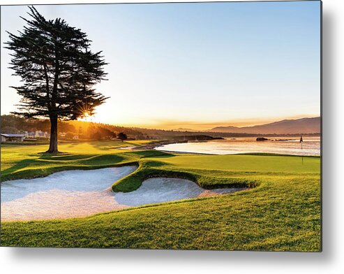 Pebble Beach Golf Course Metal Print featuring the photograph 18th at Pebble Beach by Mike Centioli