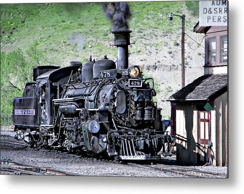 1923 Vintage Railroad Steamtrain Locomotive Vintage Locomotive Train Photography Metal Print featuring the photograph 1923 Vintage Railroad Train Locomotive by Jerry Cowart