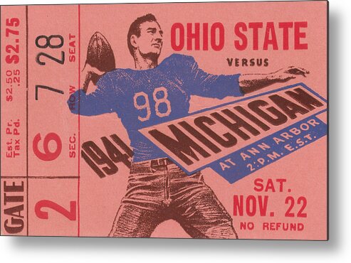 Michigan Metal Print featuring the drawing 1941 Ohio State vs. Michigan by Row One Brand