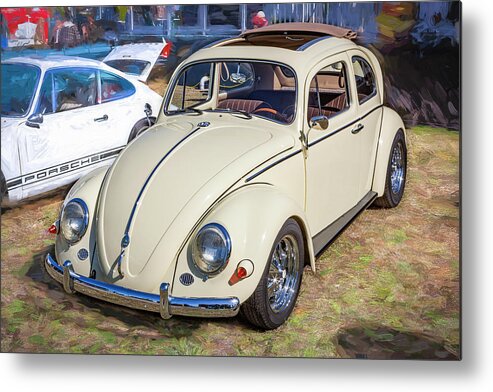 1955 Tan Volkswagen Beetle Vw Bug Metal Print featuring the photograph 1955 Tan Volkswagen Beetle X103 #1955 by Rich Franco