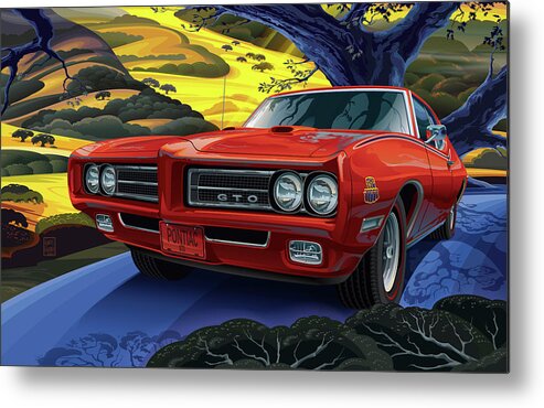 Car Art Metal Print featuring the digital art 1969 Pontiac GTO The Judge by Garth Glazier