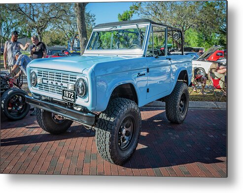 1972 Wind Blue Ford Bronco Metal Print featuring the photograph 1972 Wind Blue Ford Bronco X111 by Rich Franco
