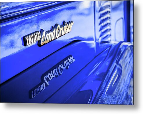 Toyota Metal Print featuring the photograph 1977 Toyota Land Cruiser FJ40 Emblem-blue by Jill Reger