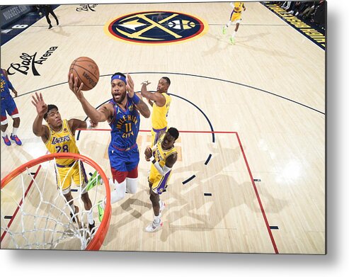 Playoffs Metal Print featuring the photograph 2023 NBA Playoffs- Los Angeles Lakers v Denver Nuggets by Andrew D. Bernstein