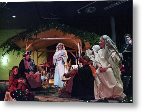 Art Metal Print featuring the photograph Christmas with nativity scene #2 by Middelveld