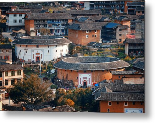 Tulou Metal Print featuring the photograph Chuxi Tulou Cluster in Fujian China #2 by Songquan Deng