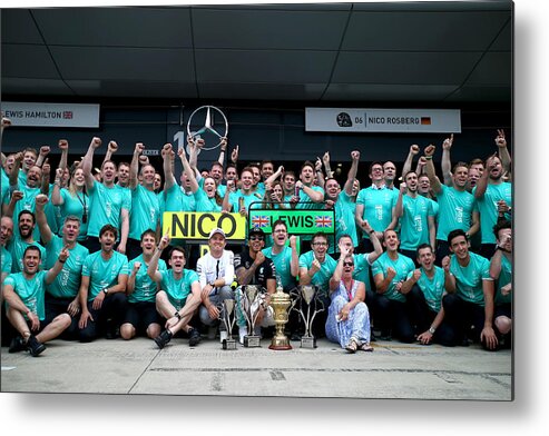 Mercedes Amg Petronas Formula One Team Metal Print featuring the photograph F1 Grand Prix of Great Britain #2 by Clive Rose