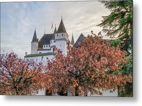 Nyon Metal Print featuring the photograph Famous medieval castle in Nyon, Switzerland #2 by Elenarts - Elena Duvernay photo