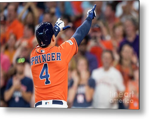 Game Two Metal Print featuring the photograph George Springer by Billie Weiss/boston Red Sox
