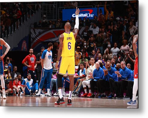 Lebron James Metal Print featuring the photograph Karl Malone and Lebron James by Nathaniel S. Butler