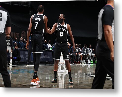 James Harden Metal Print featuring the photograph Kevin Durant and James Harden #2 by Nathaniel S. Butler