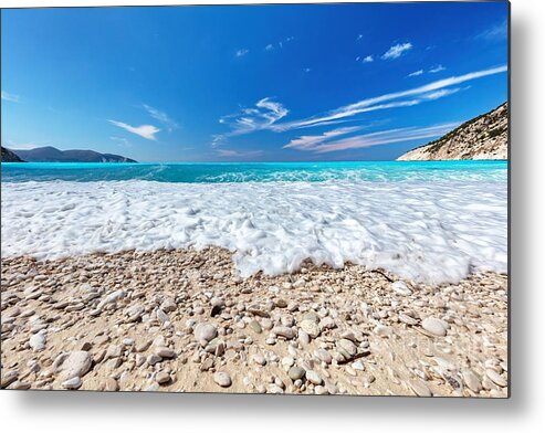 Beach Metal Print featuring the photograph Myrtos Beach in Kefalonia, Greece #2 by Michal Bednarek