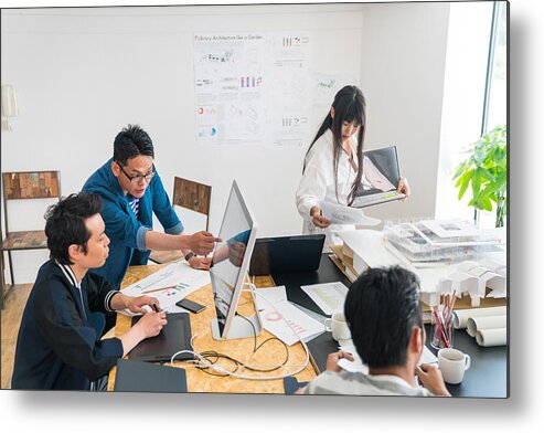 Working Metal Print featuring the photograph People working at office #2 by Tdub_video