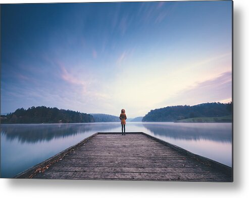 Tranquility Metal Print featuring the photograph Sunrise By The Lake #2 by Borchee