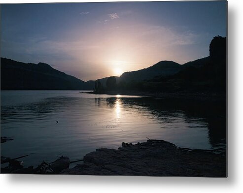Catalonia Metal Print featuring the photograph Sunset and blue hour in the Sau swamp #2 by Jordi Carrio Jamila