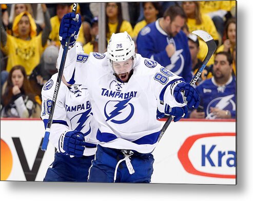 Playoffs Metal Print featuring the photograph Tampa Bay Lightning v Pittsburgh Penguins - Game Five #2 by Justin K. Aller