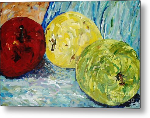 Fruit Metal Print featuring the painting Vibrant Apples by Reina Resto