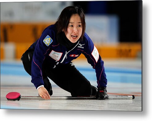 Releasing Metal Print featuring the photograph World Women's Curling Championship - Day Two #2 by Dean Mouhtaropoulos