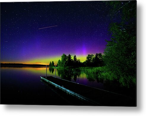Northern Lights Metal Print featuring the photograph Northern Lights over Boulder Lake #21 by Shixing Wen