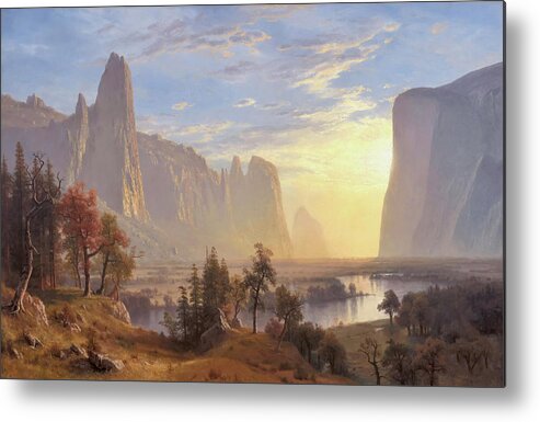 Valley Metal Print featuring the painting Valley of the Yosemite by Albert Bierstadt by Mango Art