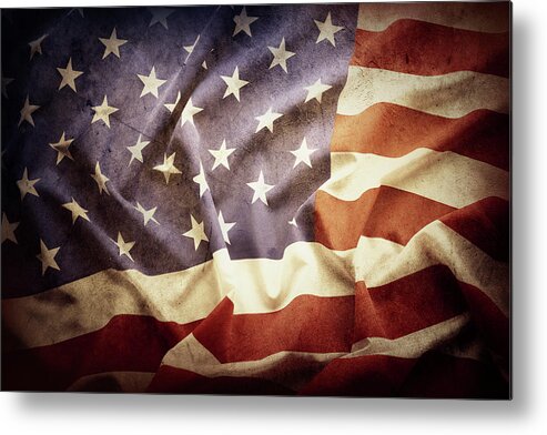American Flag Metal Print featuring the photograph Grunge American flag #25 by Les Cunliffe