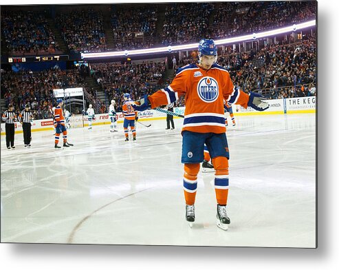 People Metal Print featuring the photograph Vancouver Canucks v Edmonton Oilers #25 by Codie McLachlan