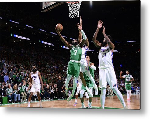 Playoffs Metal Print featuring the photograph Jaylen Brown #28 by Brian Babineau