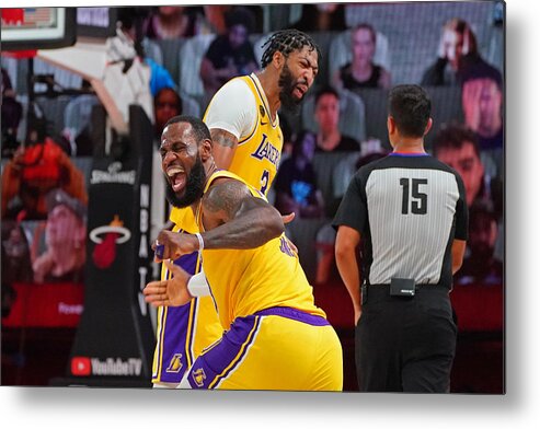 Playoffs Metal Print featuring the photograph Anthony Davis and Lebron James by Jesse D. Garrabrant