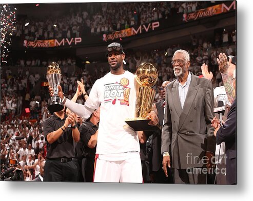 Playoffs Metal Print featuring the photograph Bill Russell and Lebron James by Nathaniel S. Butler