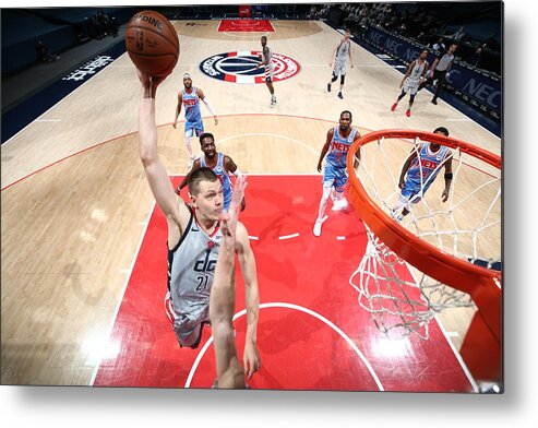 Moritz Wagner Metal Print featuring the photograph Brooklyn Nets v Washington Wizards #3 by Ned Dishman