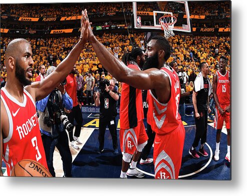 Playoffs Metal Print featuring the photograph Chris Paul and James Harden by Andrew D. Bernstein