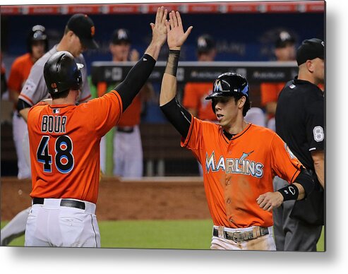 People Metal Print featuring the photograph Christian Yelich #3 by Mike Ehrmann
