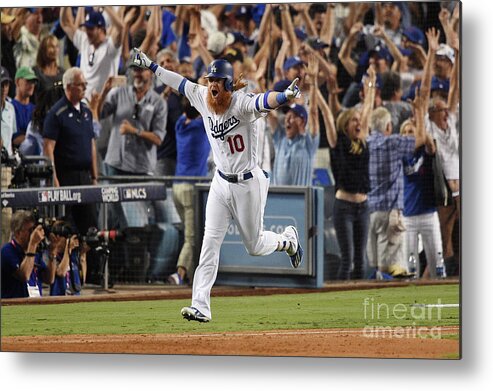 Game Two Metal Print featuring the photograph Justin Turner #3 by Kevork Djansezian